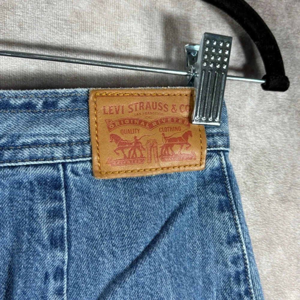 Levi's Denim Skirt Womens 25 Blue A-Line Midi High Waist Front Pockets Western